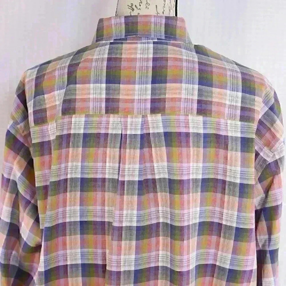 Peter Millar Shirt Men's XL Blue/Green Plaid 100% Cotton Long Sleeve Button Down - Picture 8 of 14